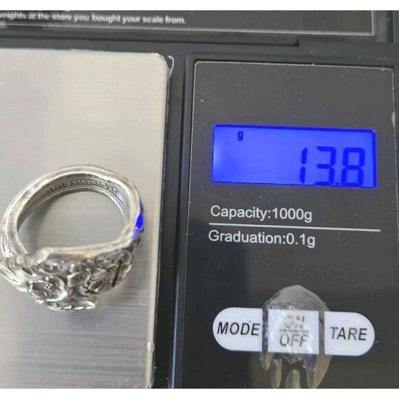 Vintage 1881 Rogers A1 Sterling Silver large Flower Spoon Ring Adjustable Sz:7.5 - Picture 12 of 12